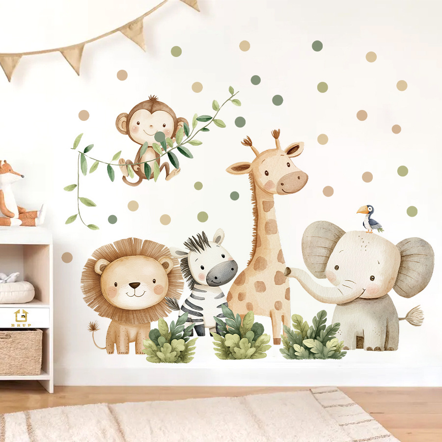 Baby Nursery Giraffe - Boho Orman Hayvanları duvar çıkartmaları Çocuk