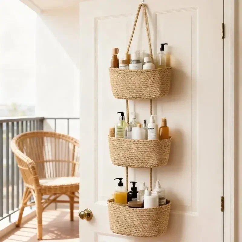 Baby Nursery Laundry Basket - 3 Katmanlı Dokuma Pamuklu Asılı Saklama