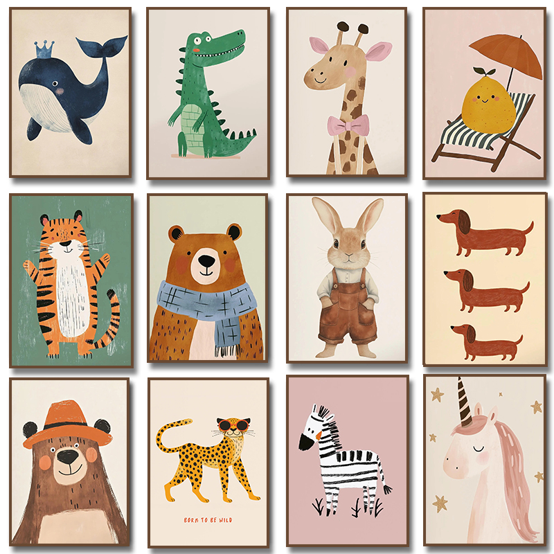 Baby Nursery Giraffe - Sevimli Hayvan İllüstrasyon Posteri Unicorn Ayı