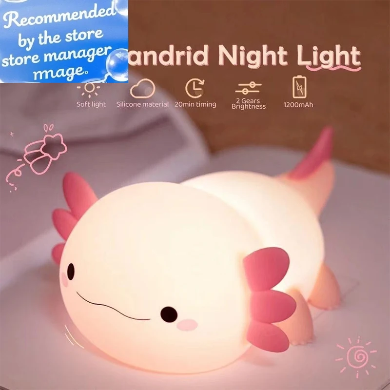 Baby Nursery Table Lamp - Sevimli Axolotl Gece Lambası Silikon Kreş