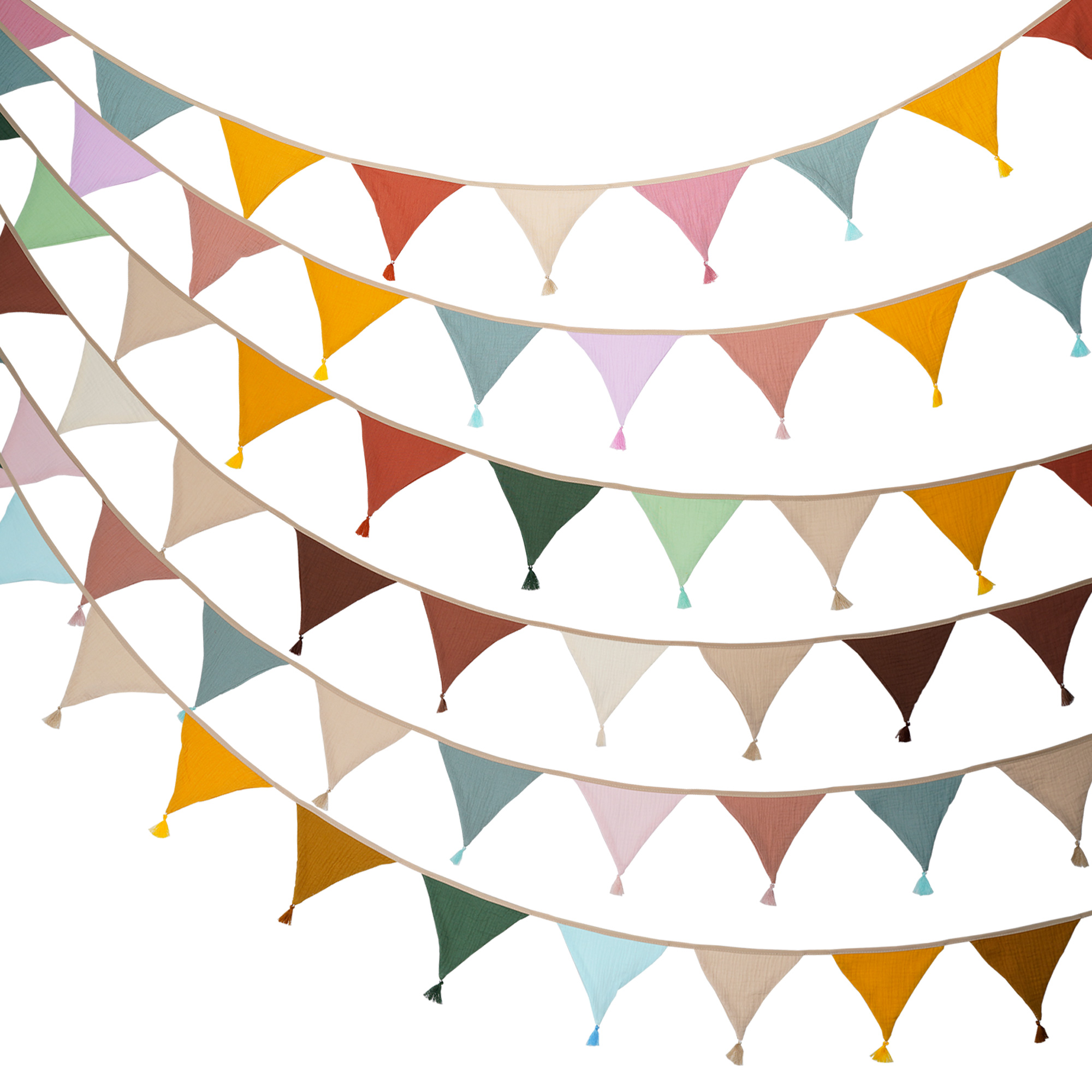 Baby Nursery Fabric - 2.6M/8.5FT Kreş Kumaş Bunting 10 Üçgen