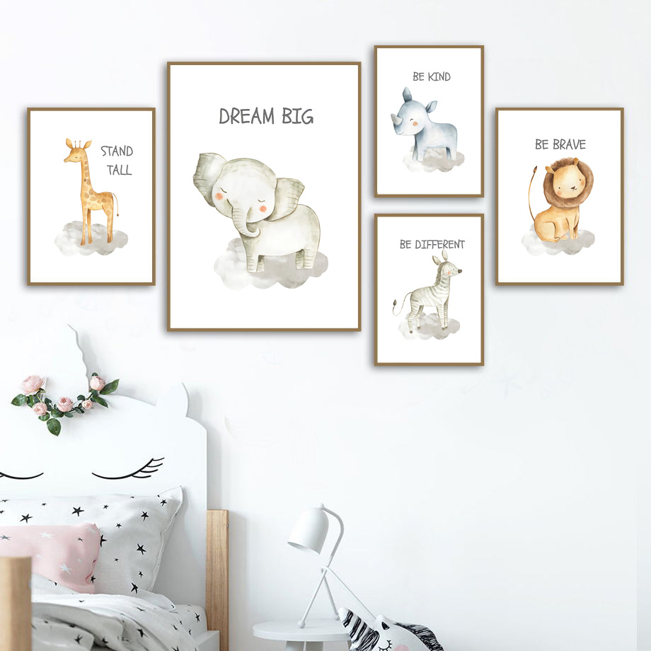 Baby Nursery Giraffe - Kreş duvar sanatı tuval yağlıboya Aslan