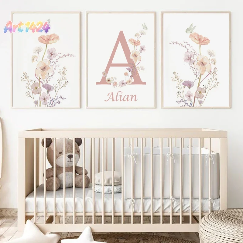 Baby Nursery Name Wall Art - Kişiye Özel İsimli Kır Çiçeği Çocuk