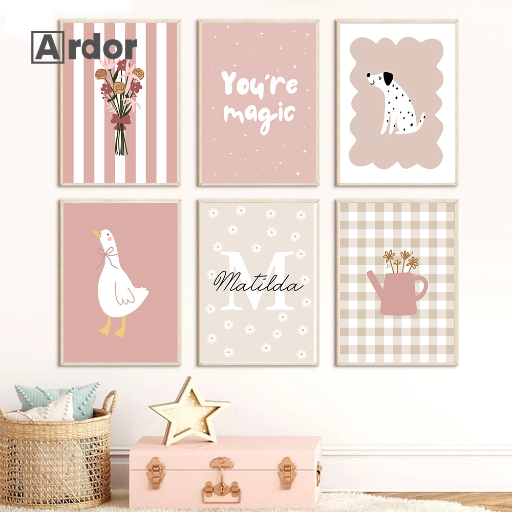 Baby Nursery Vase - Kişiselleştirilmiş Adı Kır Çiçeği Kreş Vazo