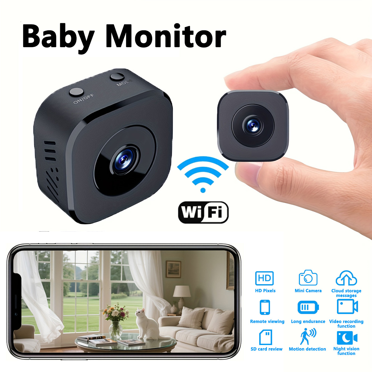 Baby Nursery Camera - 1080P HD Mini WiFi Kamera Kapalı