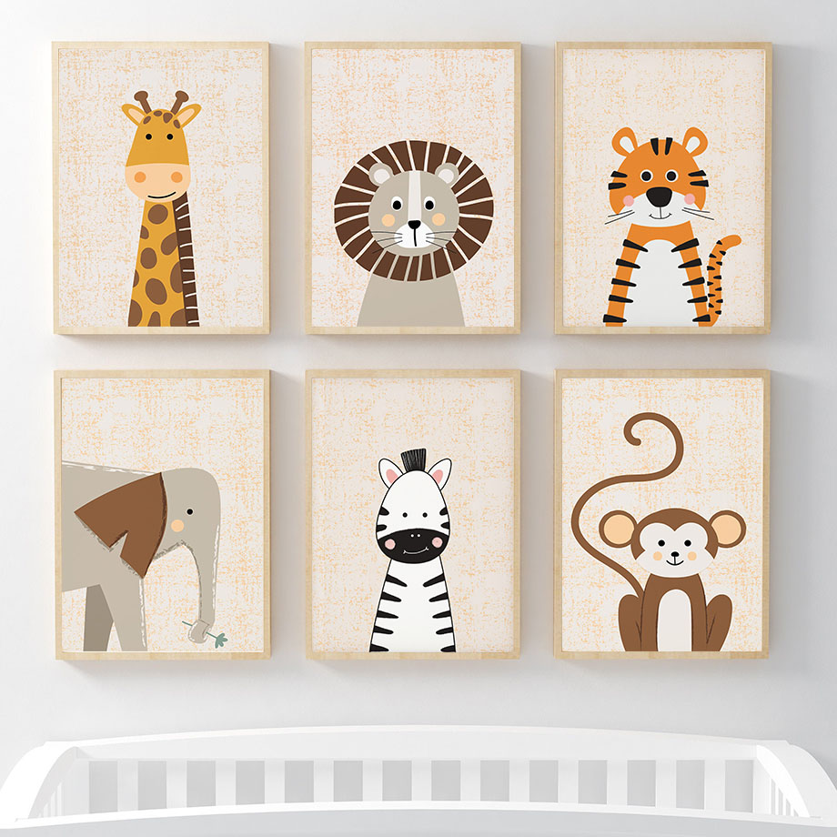 Baby Nursery Giraffe - Aslan Zürafa Fil Zebra Maymun Çocuk