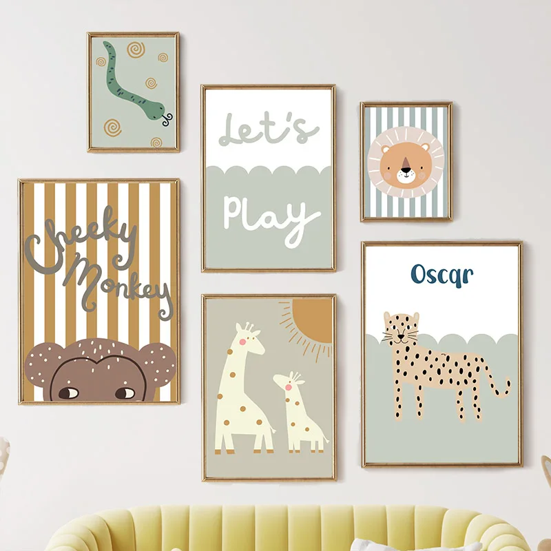 Baby Nursery Giraffe - Karikatür Zürafa Leopar Aslan Maymun Yılan