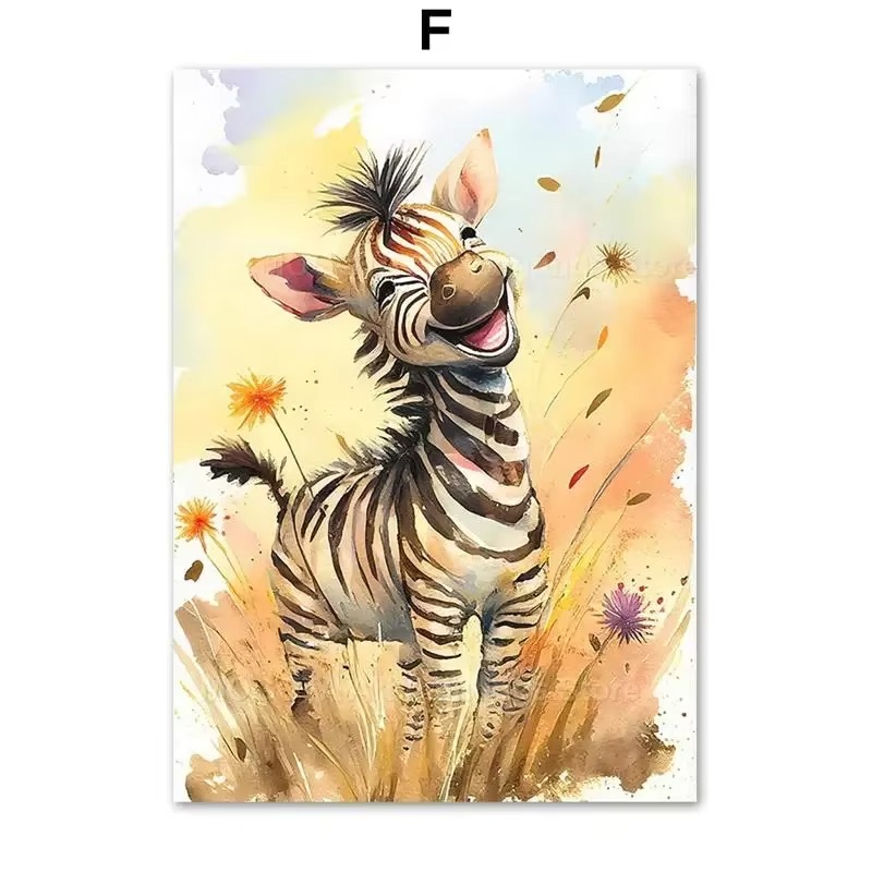Baby Nursery Giraffe - Suluboya Aslan Zürafa Kaplan Fil Zebra