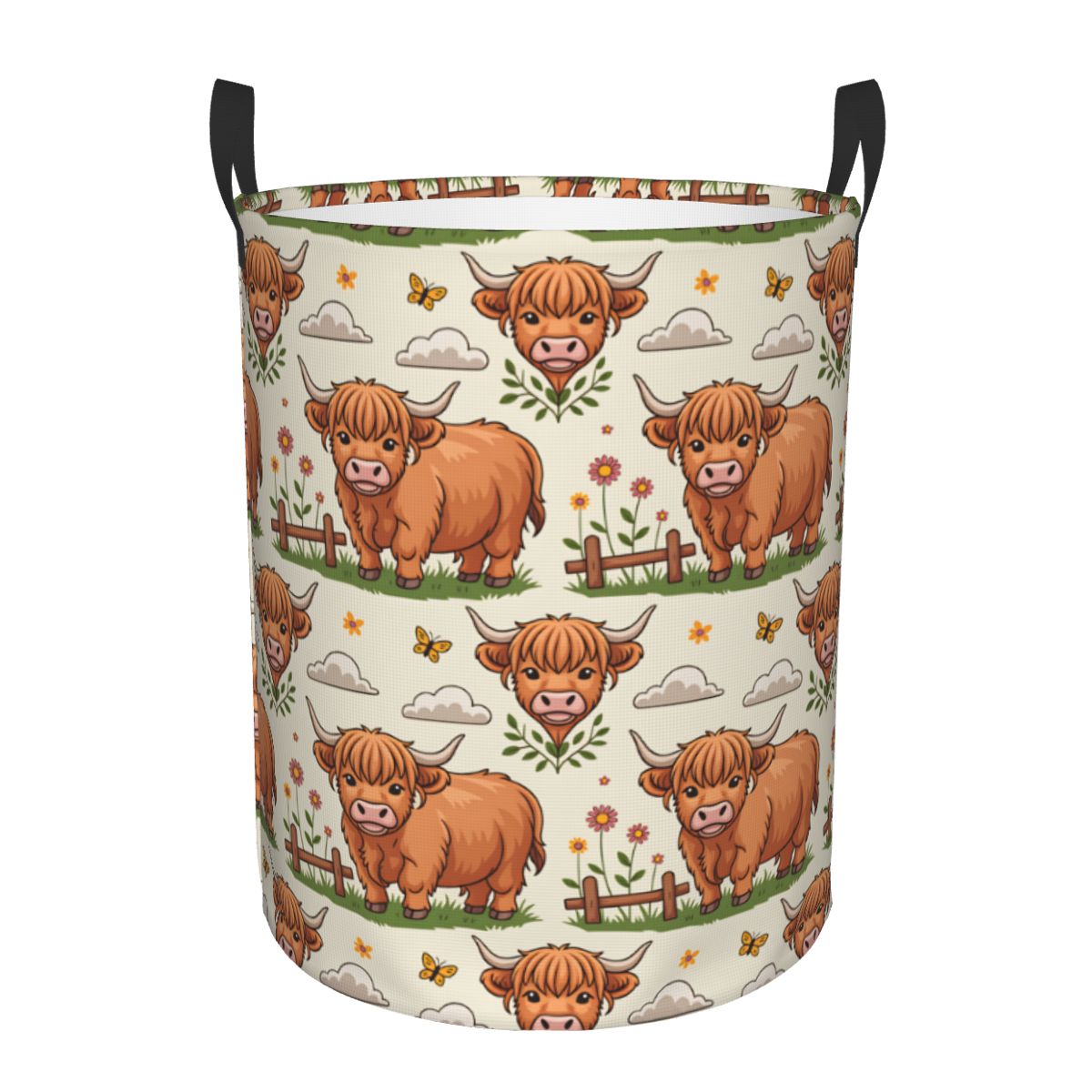 Baby Nursery Laundry Basket - Karikatür Yayla İnekleri Çamaşır Sepeti Katlanabilir