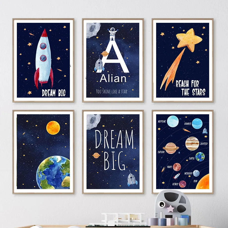 Baby Nursery Name Wall Art - 1 adet tuval boyama özel adı