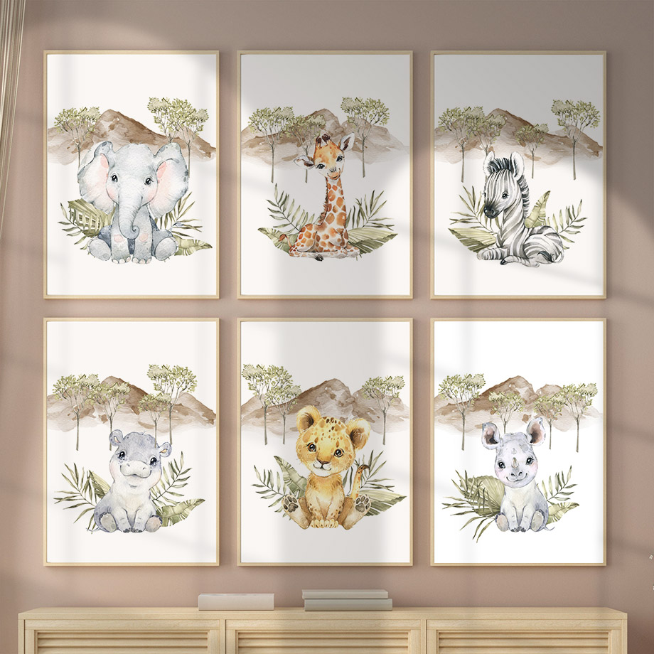 Baby Nursery Giraffe - Zürafa Zebra Fil Aslan Suaygırı Ağaç