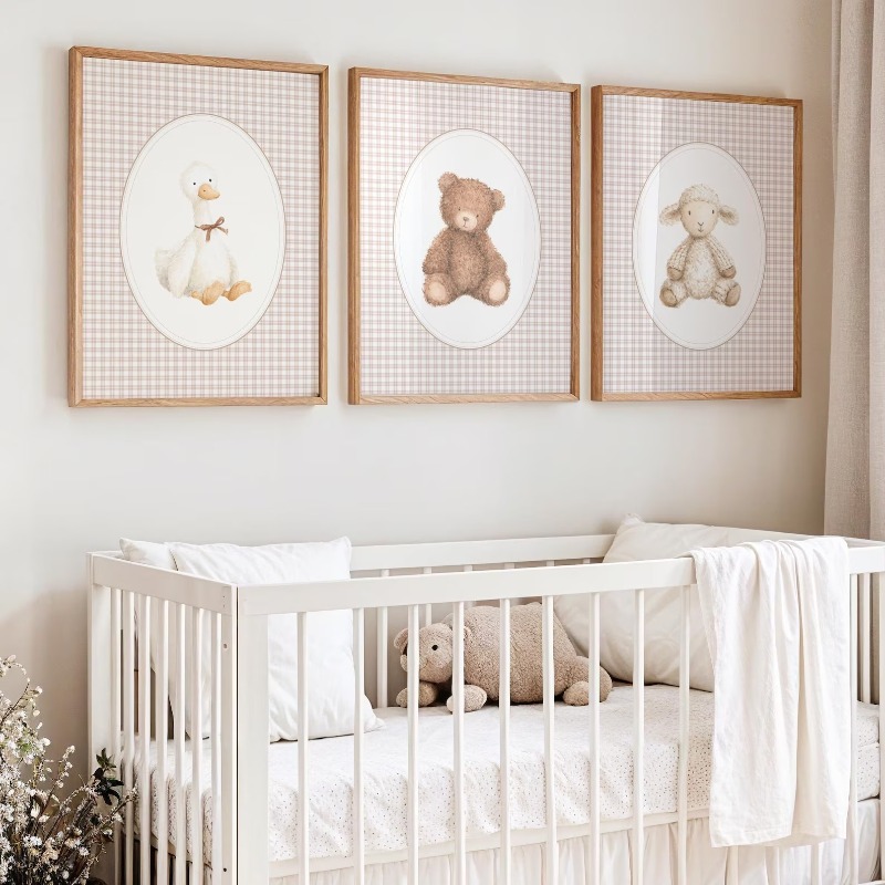 Baby Nursery Gender Neutral - Bebek Odası Baskı Seti Hayvanlar, Cottagecore