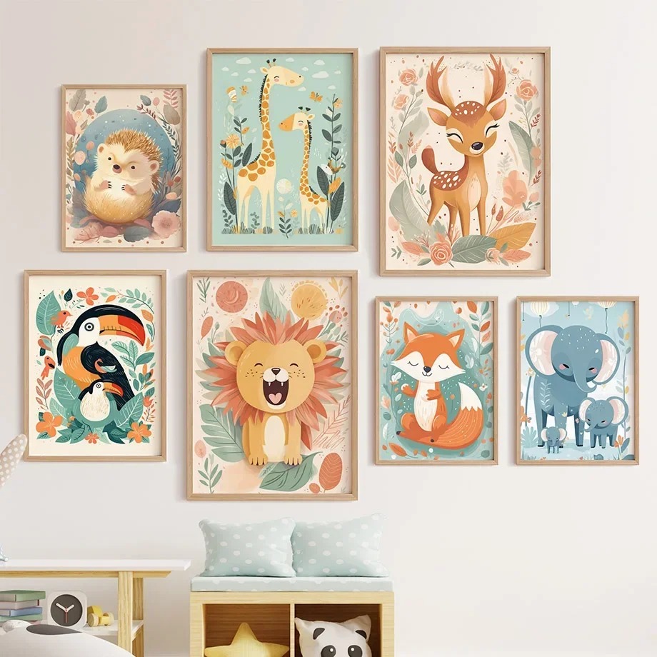 Baby Nursery Giraffe - Aslan Geyik Zürafa Tukan Tilki Kirpi