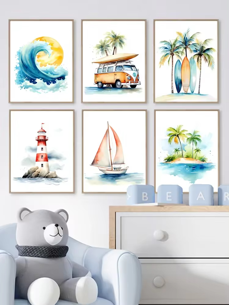Sörf okyanus temalı kreş plaj  - Baby Nursery Ocean incelemesi ve fiyatı