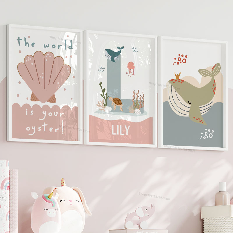 Karikatür Balina Ahtapot Deniz - Baby Nursery Name Wall Art incelemesi ve fiyatı