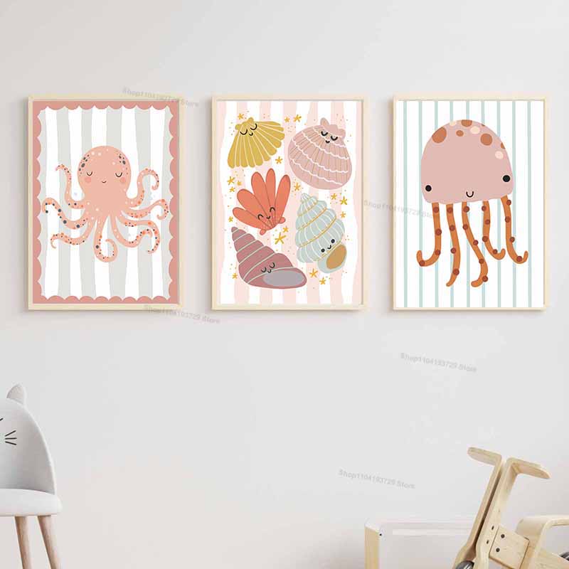 Karikatür Balina Ahtapot Deniz - Baby Nursery Name Wall Art incelemesi ve fiyatı