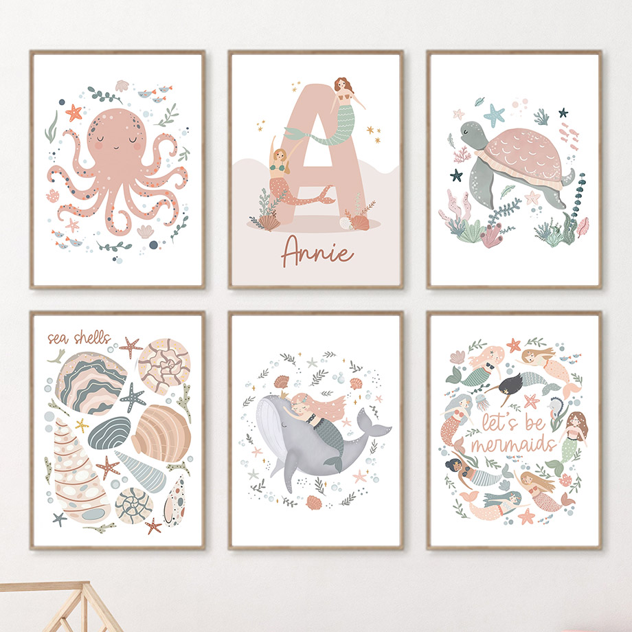 Çizgi Film Deniz Hayvanları Ba - Baby Nursery Name Wall Art incelemesi ve fiyatı