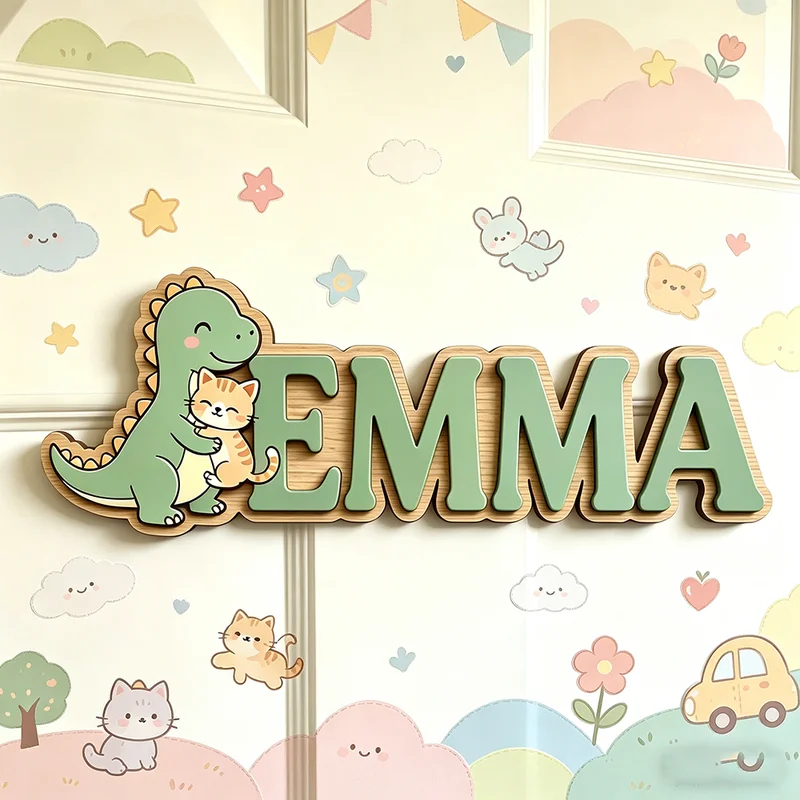 Sevimli Dinozor Kedi Sarıyor Ö - Baby Nursery Name Wall Art incelemesi ve fiyatı