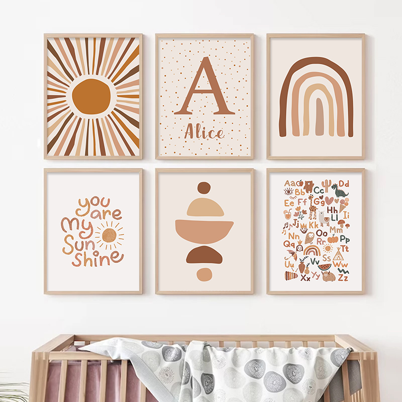 Soyut güneş gökkuşağı özel beb - Baby Nursery Name Wall Art incelemesi ve fiyatı