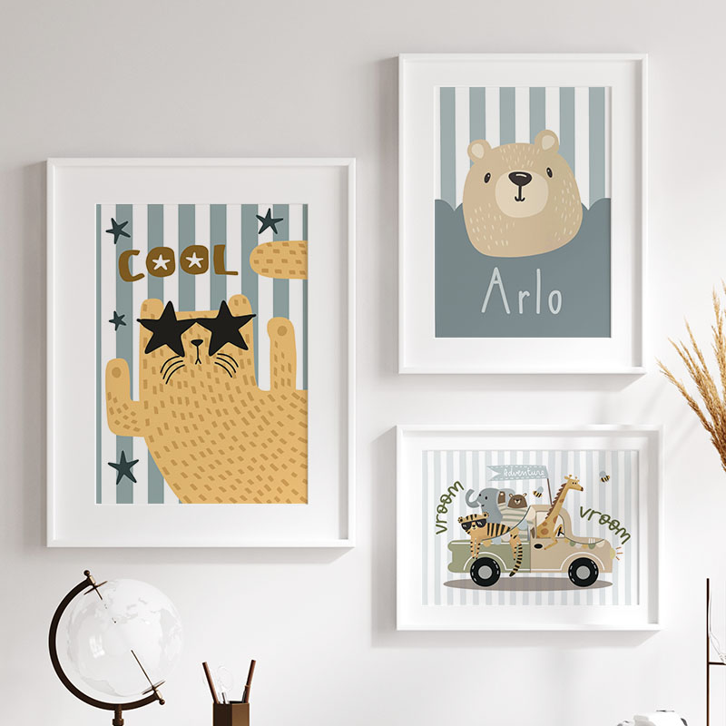 Kawaii Kaplan Aslan Zürafa Ara - Baby Nursery Name Wall Art incelemesi ve fiyatı