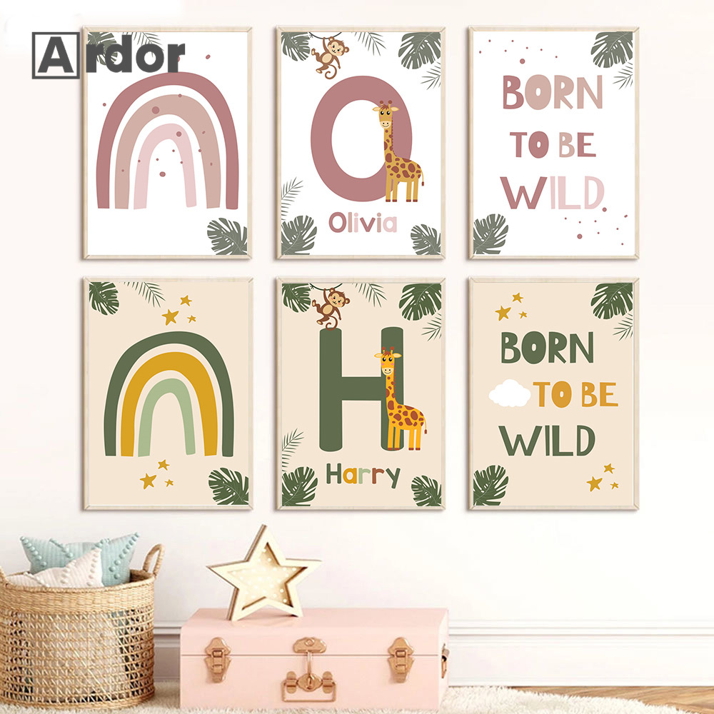 Iskandinav Orman Hayvan Poster - Baby Nursery Name Wall Art incelemesi ve fiyatı
