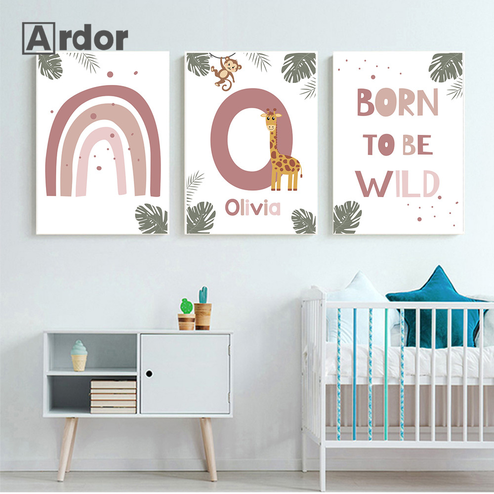Iskandinav Orman Hayvan Poster - Baby Nursery Name Wall Art incelemesi ve fiyatı