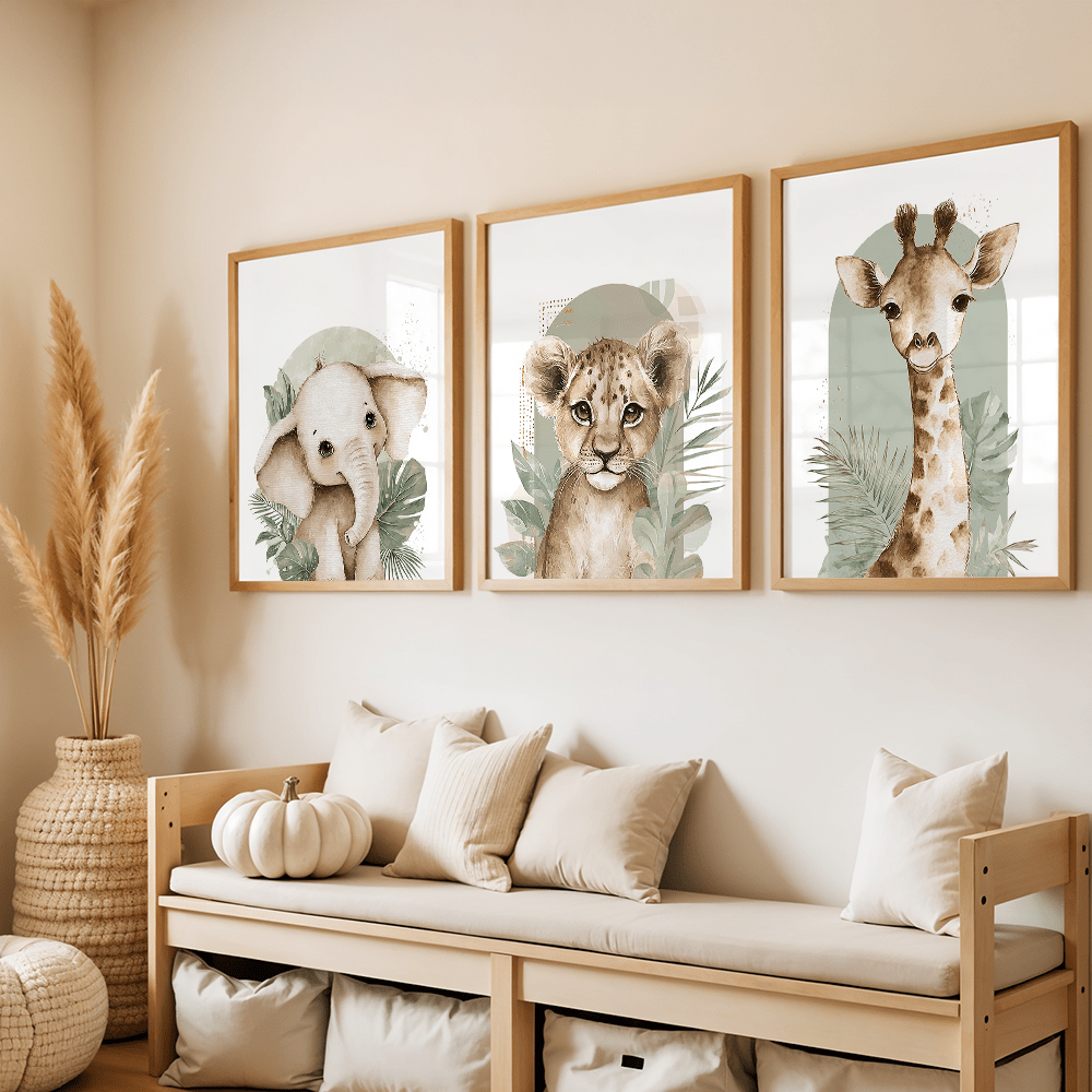 3 adet/takım Retro Fil Aslan v - Baby Nursery Giraffe incelemesi ve fiyatı