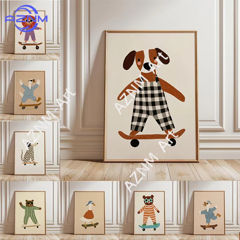 1 adet komik hayvan kaykay pos - Baby Nursery Fabric incelemesi ve fiyatı