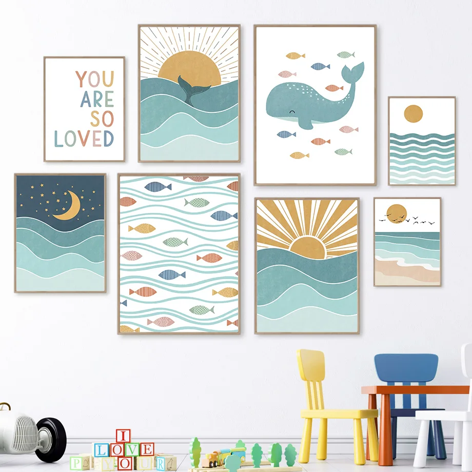 1 adet çerçevesiz Balık Balina - Baby Nursery Ocean incelemesi ve fiyatı